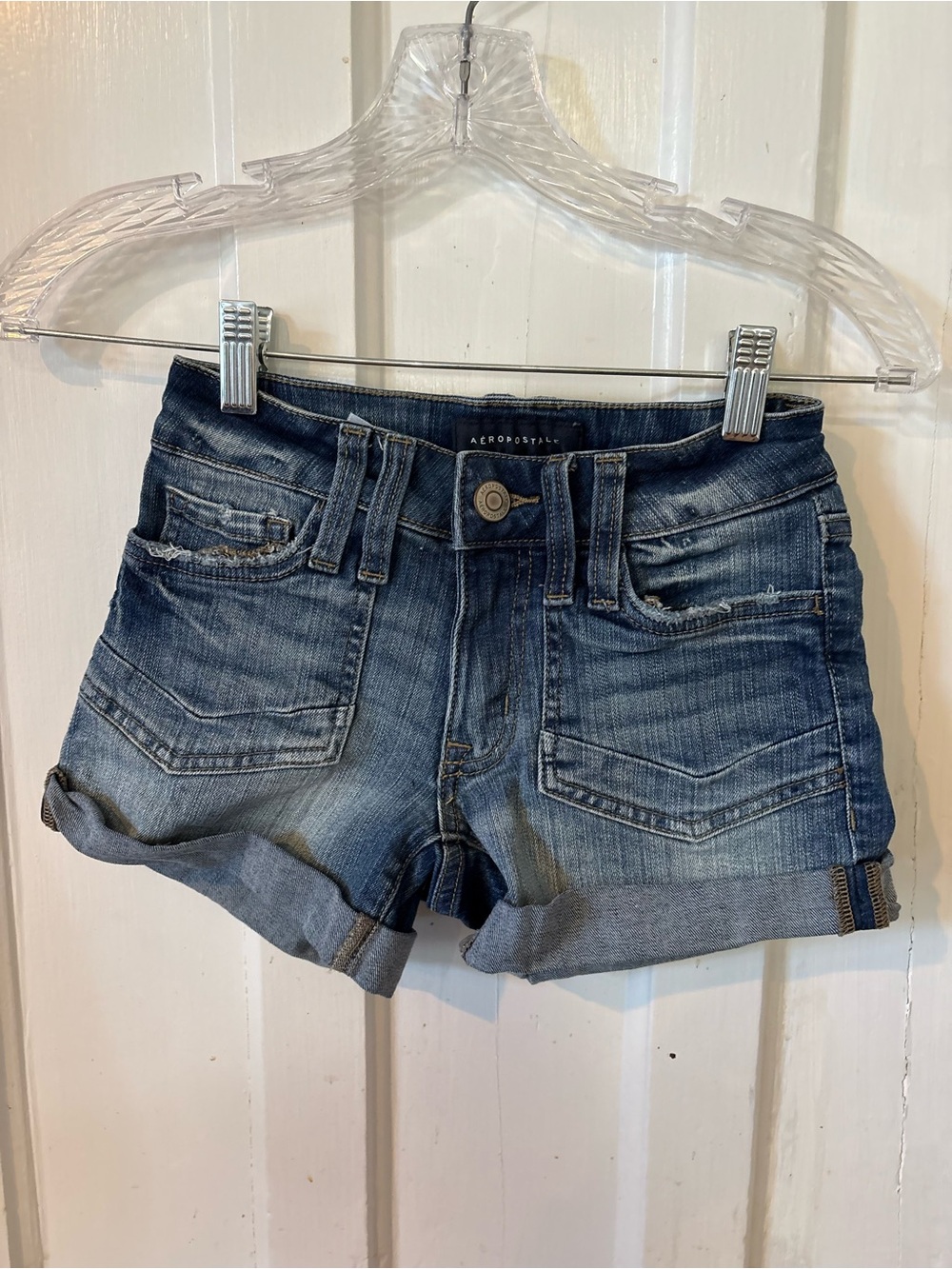 Aeropostale Dark Blue Rolled Cuff Denim Shorts 000